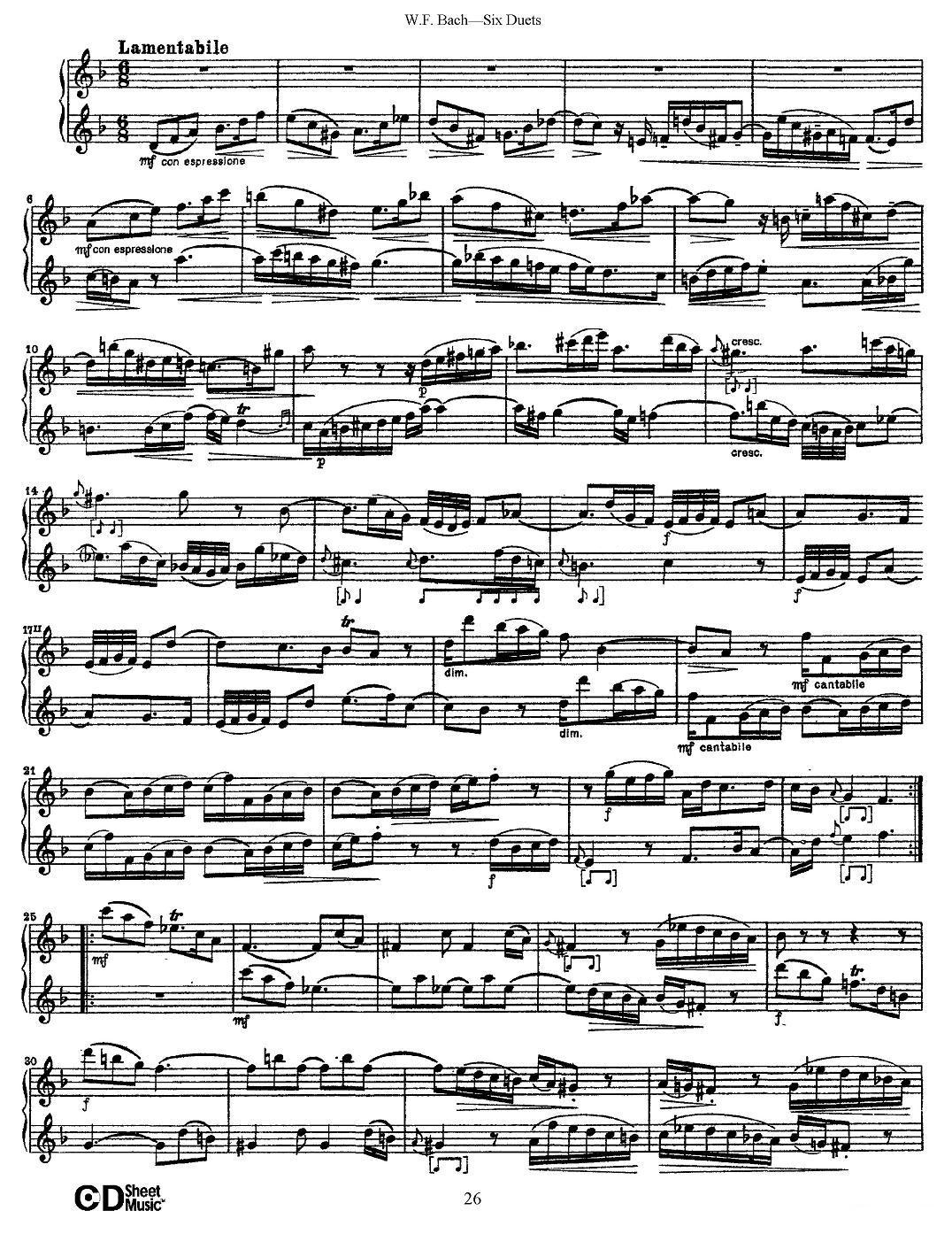 W.F.巴赫—六首二重奏练习曲（4）其它曲谱（图4）