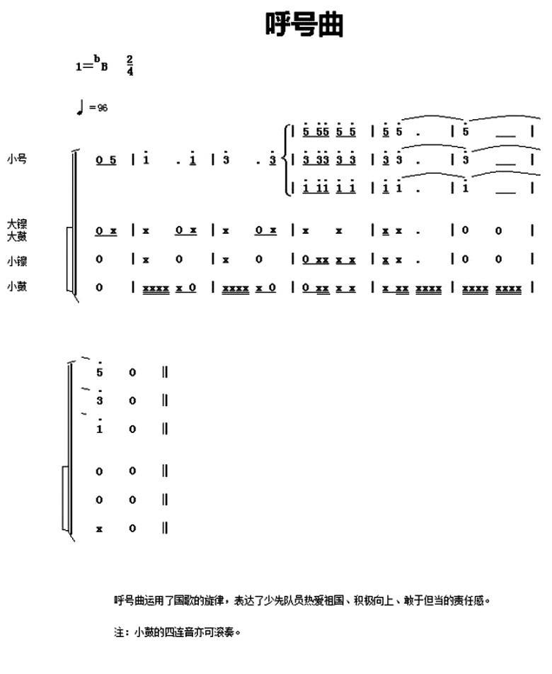 中国少年先锋队鼓号谱：8、呼号曲 其它曲谱（图1）