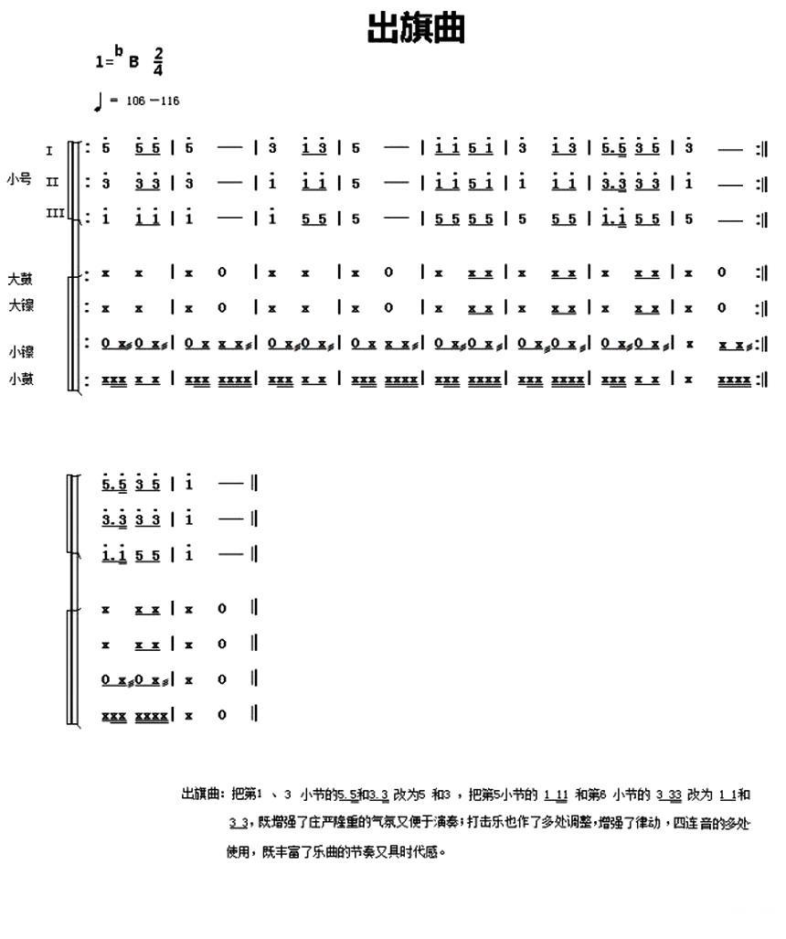 中国少年先锋队鼓号谱：1.出旗曲 其它曲谱（图1）