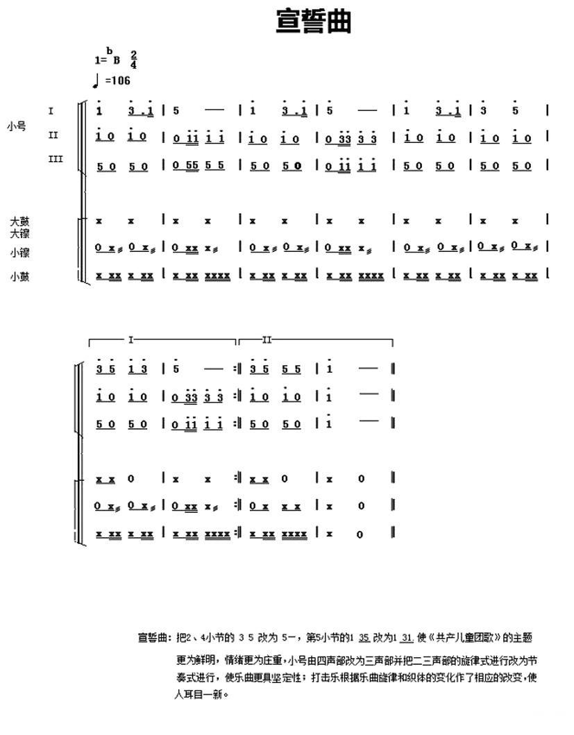 中国少年先锋队鼓号谱：4、宣誓曲 其它曲谱（图1）