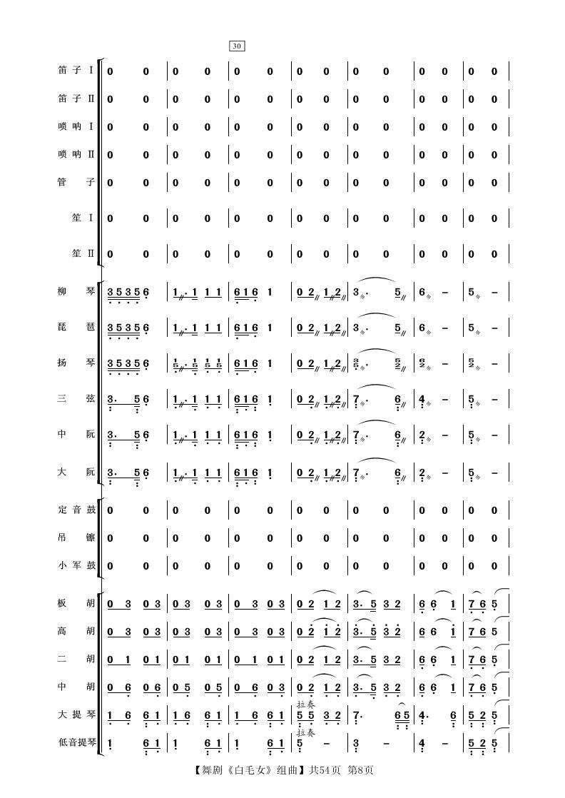 舞剧《白毛女》组曲（民族管弦乐合奏）其它曲谱（图8）