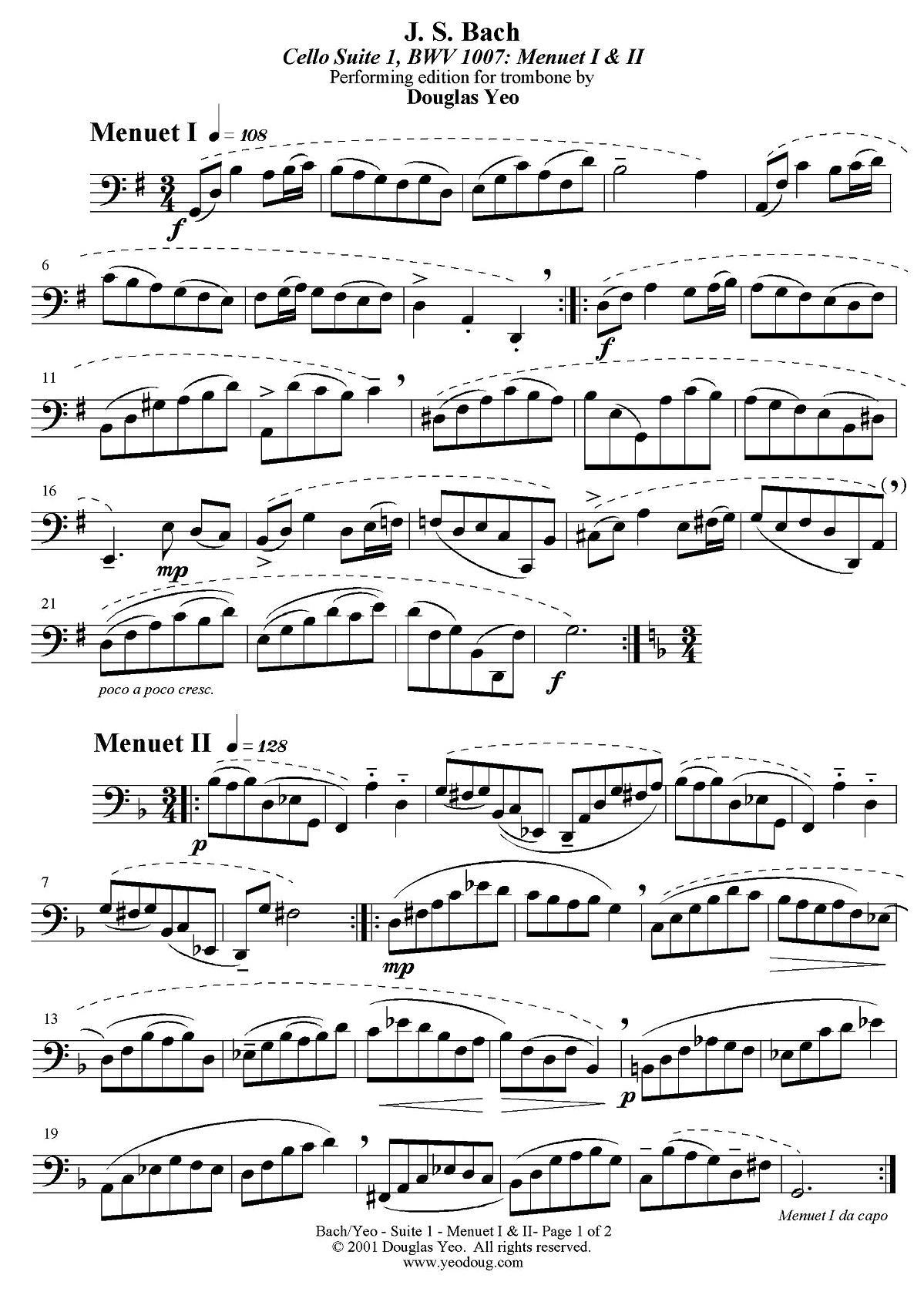 Douglas Yeo - Menuet（小步舞曲）（低音长号）其它曲谱（图1）