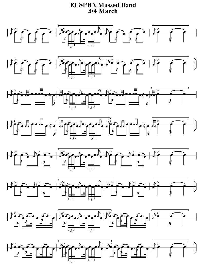 EUSPBA Massed Band 3/4 March（行进乐队3/4拍鼓谱）其它曲谱（图1）