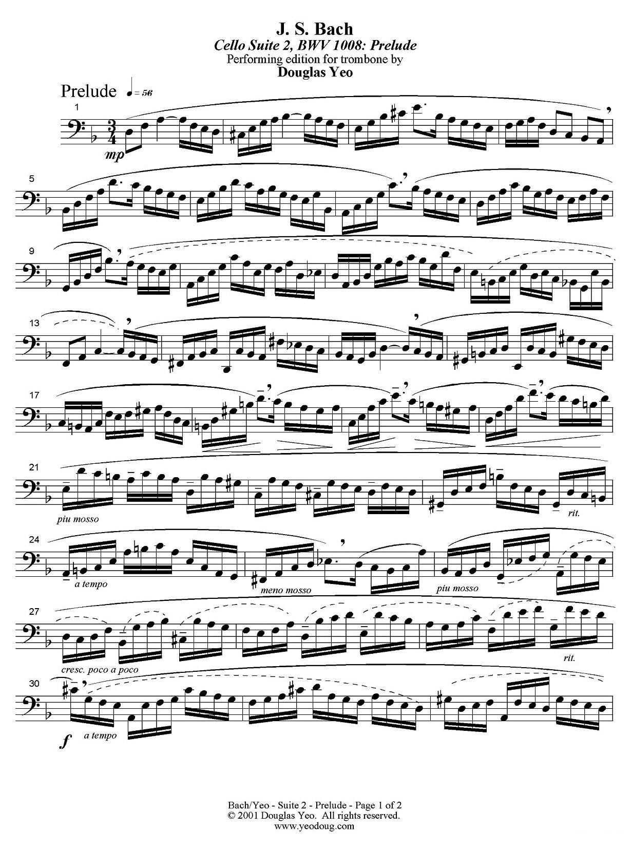 Douglas Yeo - Prelude（序曲）（低音长号）其它曲谱（图1）