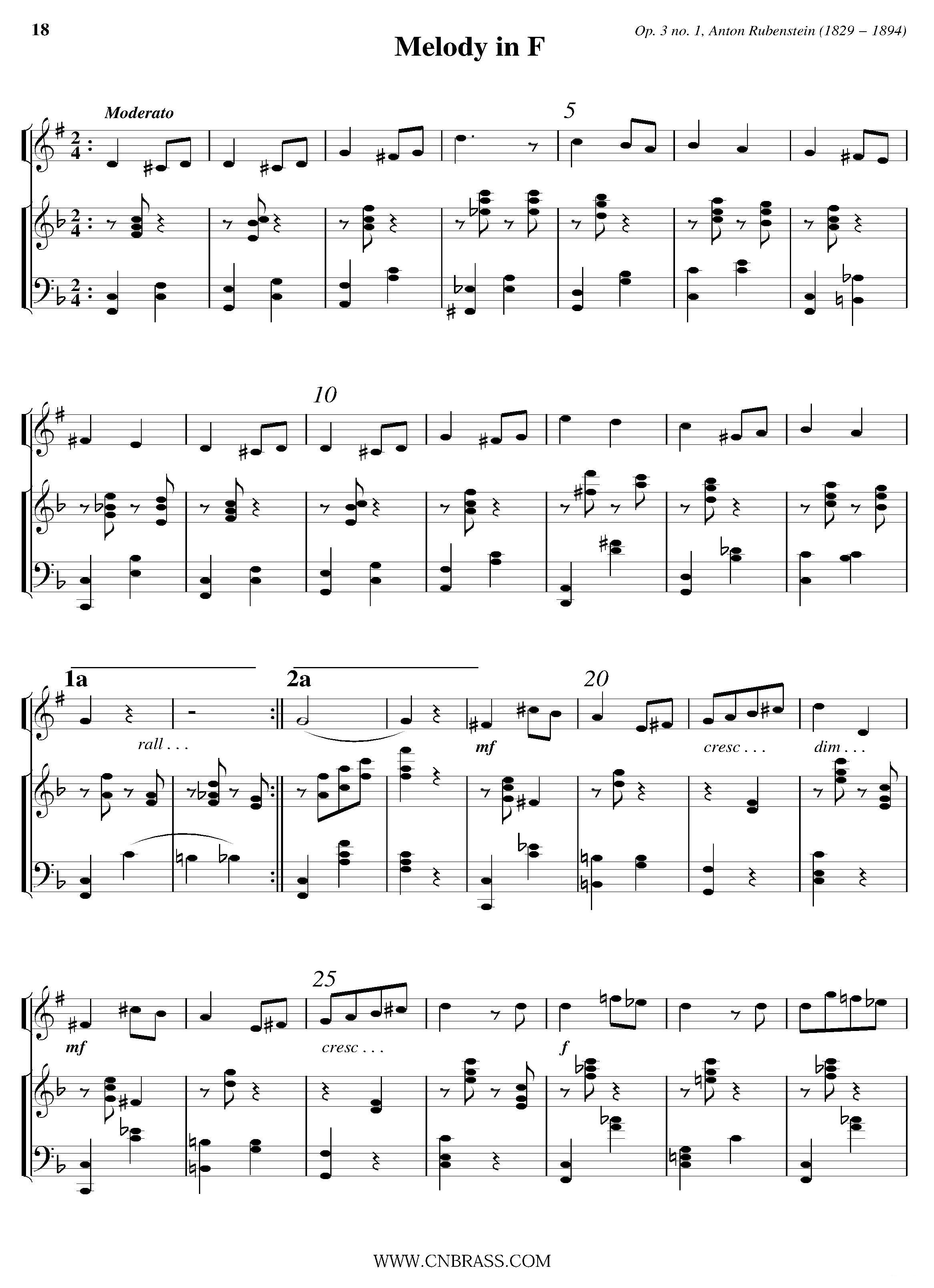 Melody in F（小号+钢琴伴奏）其它曲谱（图1）