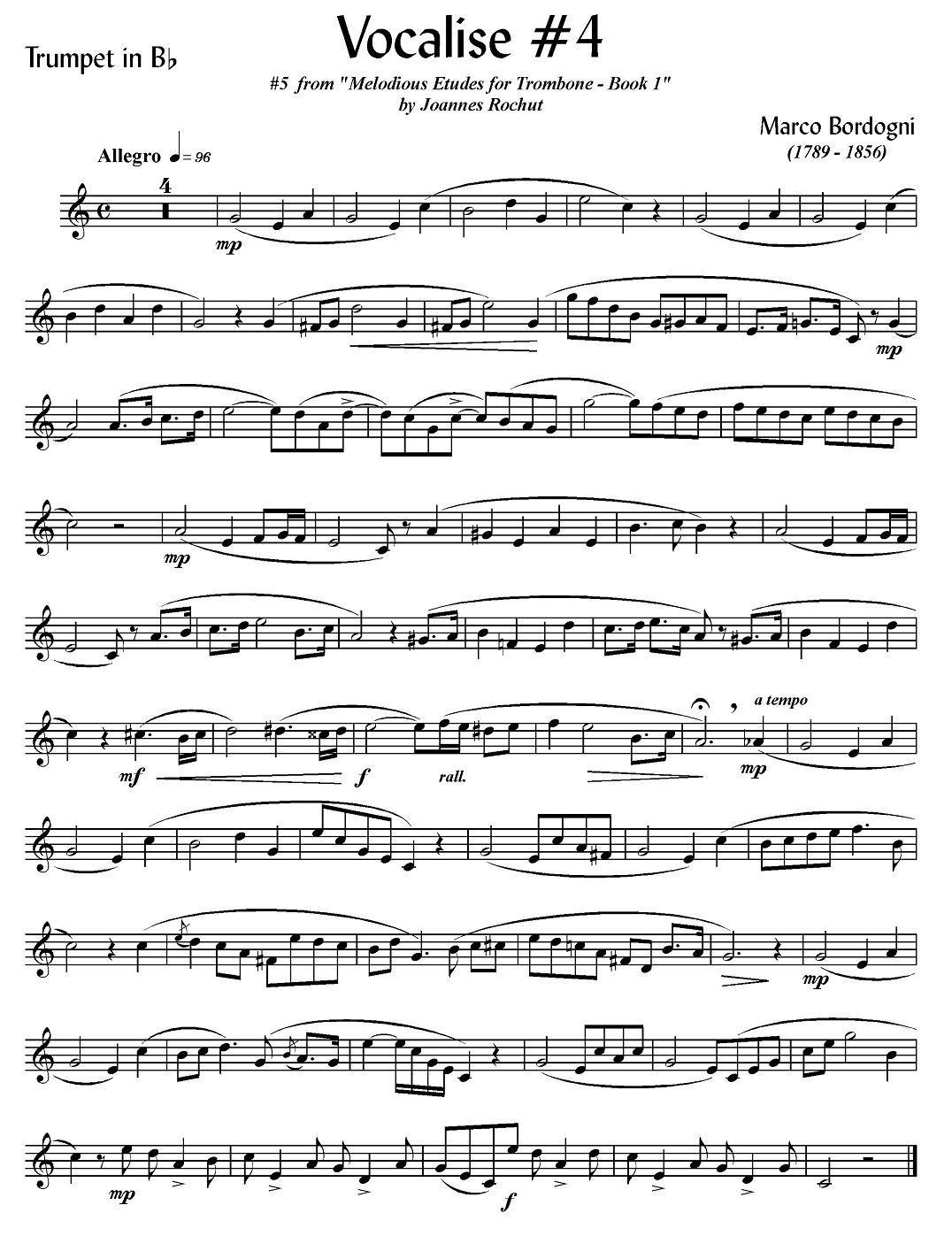 Bordogni - Vocalise #4（小号）其它曲谱（图1）
