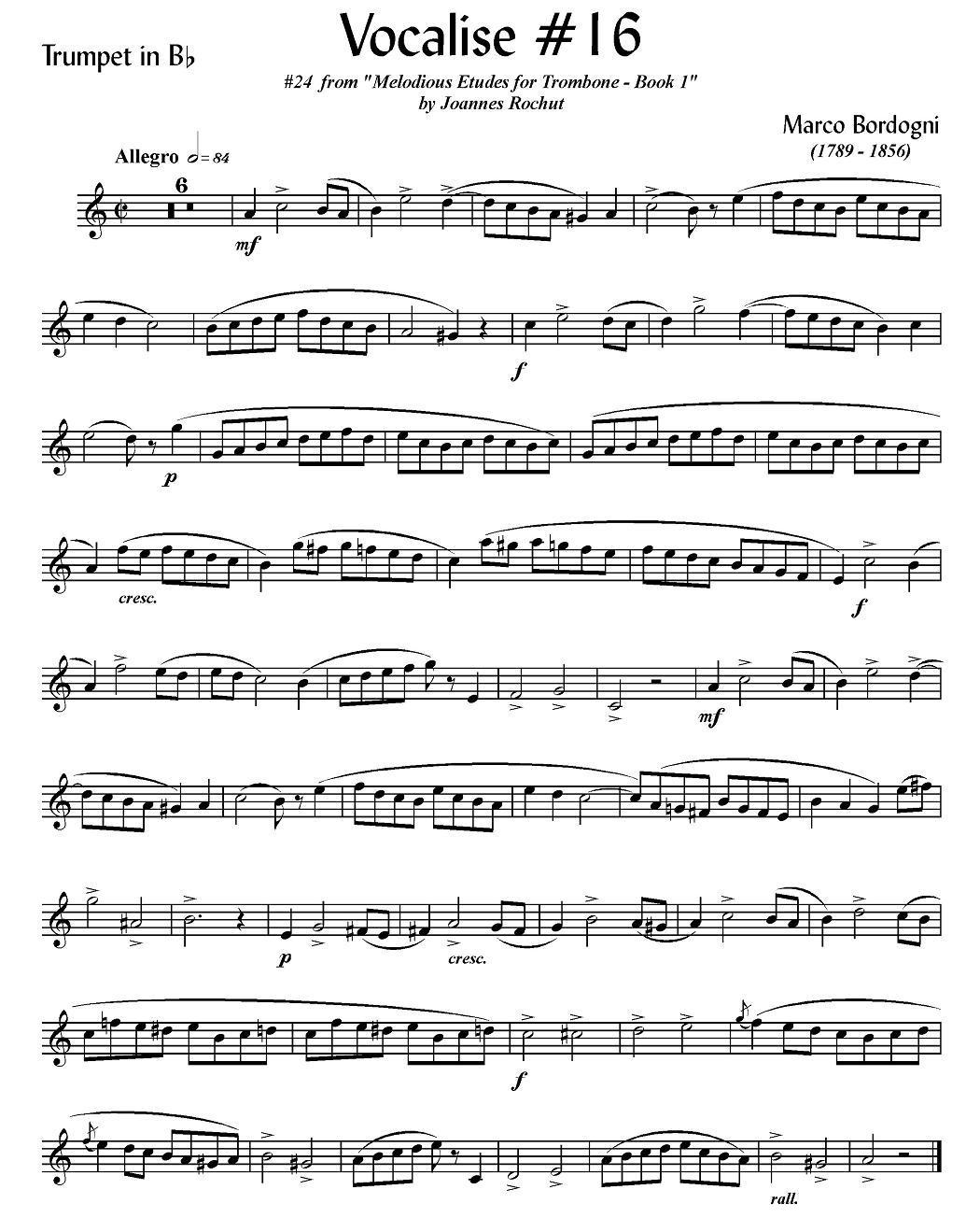Bordogni - Vocalise #16（小号）其它曲谱（图1）