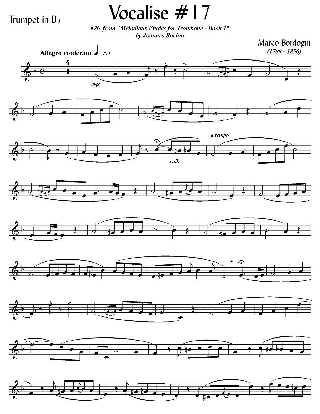 Bordogni - Vocalise #17（小号）其它曲谱（图1）