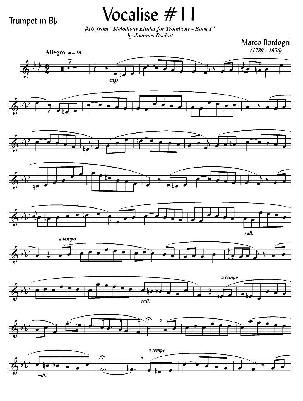 Bordogni - Vocalise #11（小号）其它曲谱（图1）