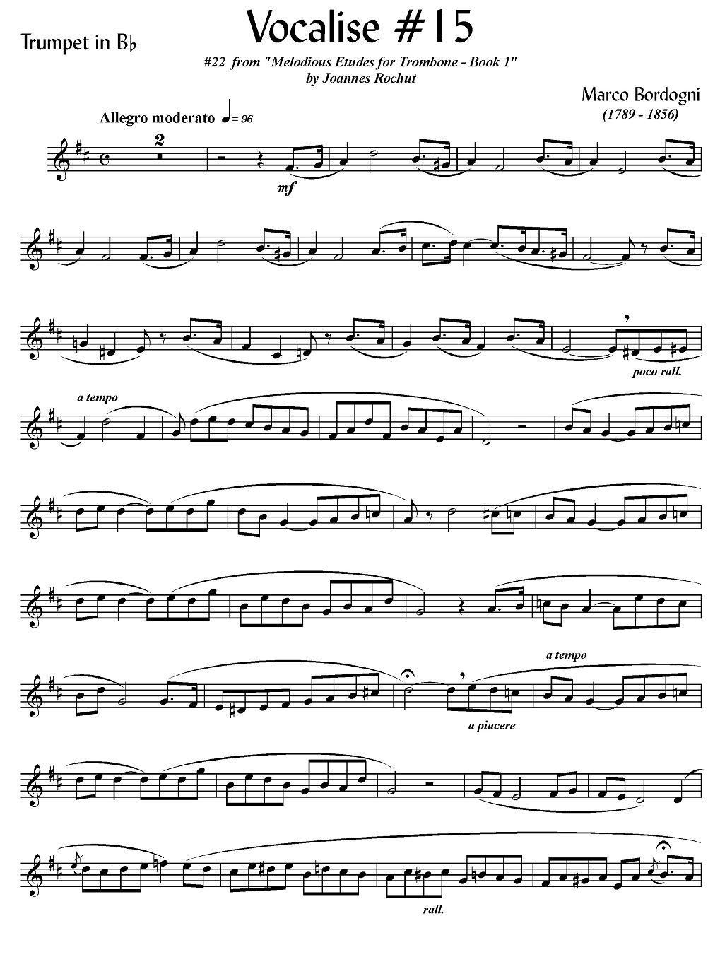 Bordogni - Vocalise #15（小号）其它曲谱（图1）
