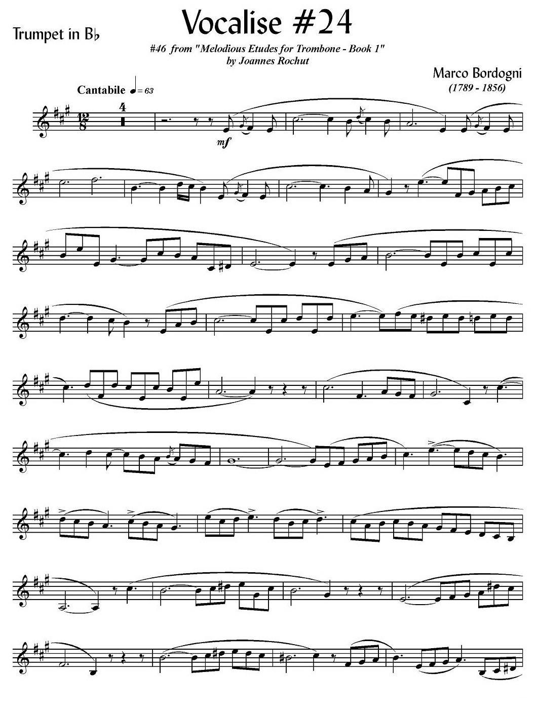 Bordogni - Vocalise #24（小号）其它曲谱（图1）