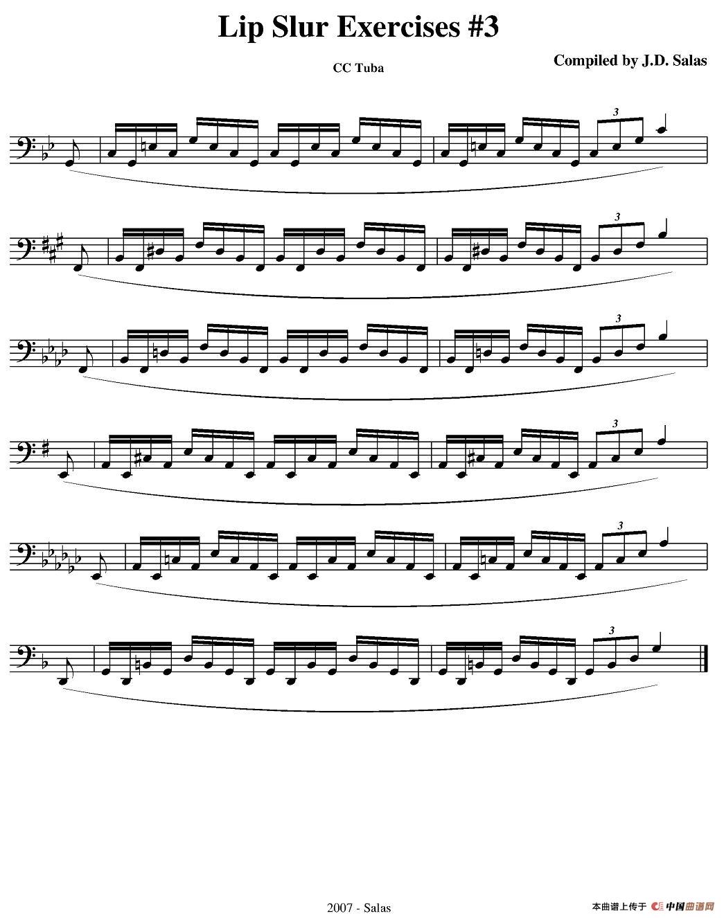 Lip Slur Exercise  - C Tuba（大号练习教材选曲）其它曲谱（图2）