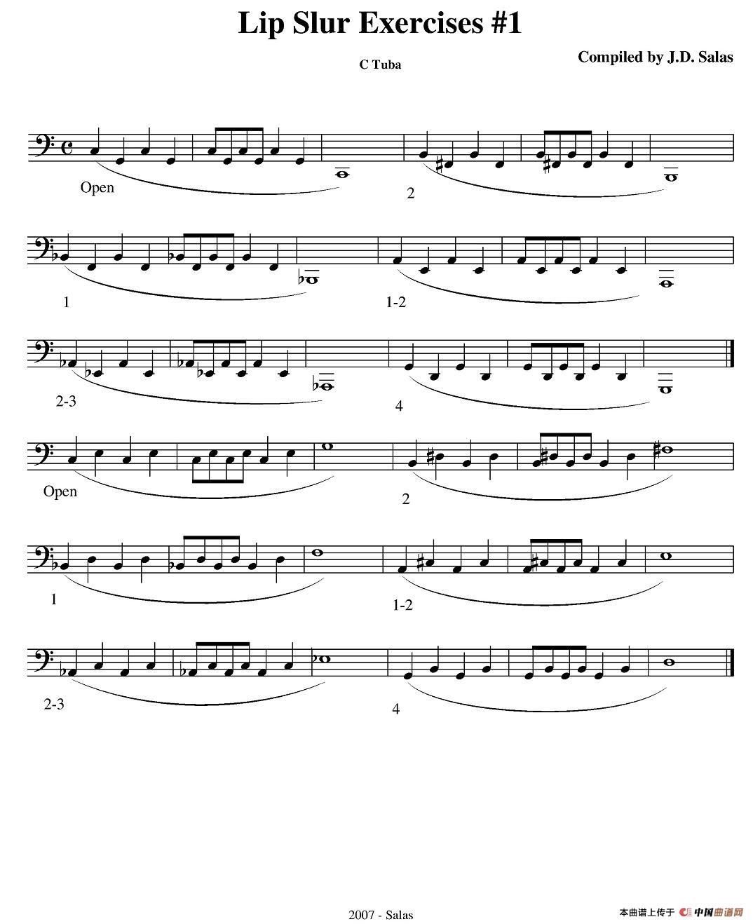 Lip Slur Exercise  - C Tuba（大号练习教材选曲）其它曲谱（图1）