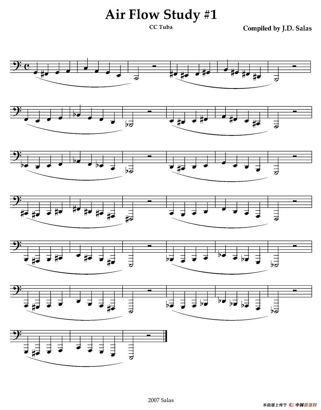 Air Flow Study  - C Tuba（大号练习教材选曲）其它曲谱（图1）