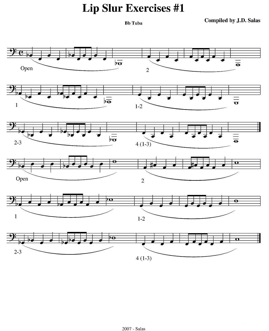 Lip Slur Exercise - Bb Tuba（大号练习教材选曲）其它曲谱（图1）
