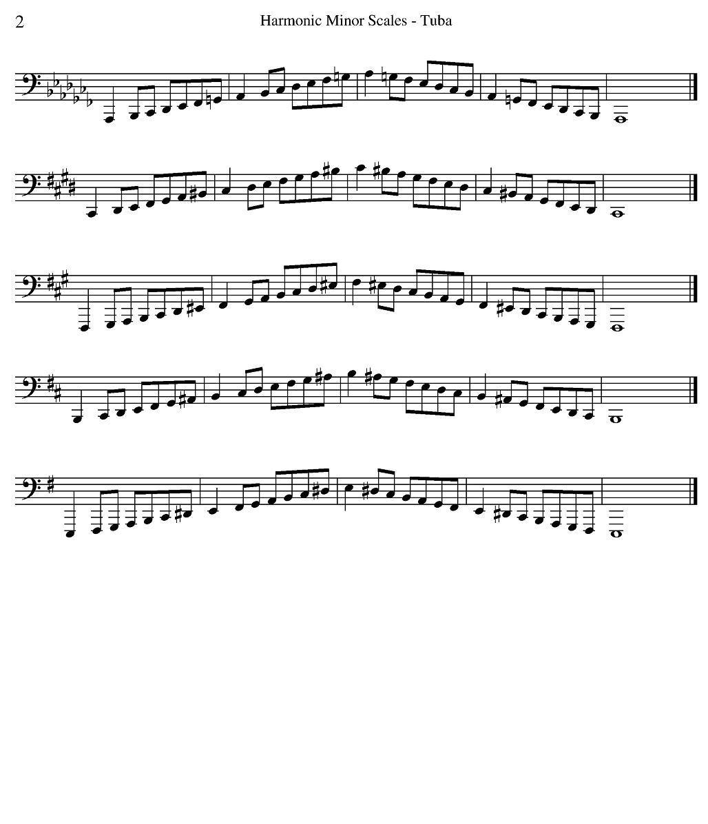 Harmonic Minor Scales - Tuba（大号练习教材选曲）其它曲谱（图2）
