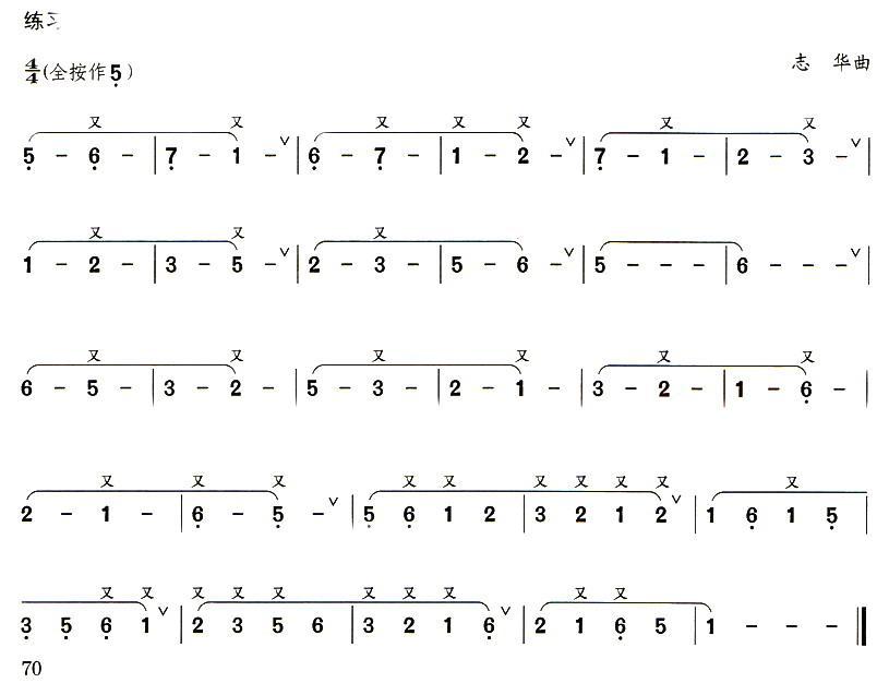 葫芦丝技巧练习之四：叠音练习其它曲谱（图2）