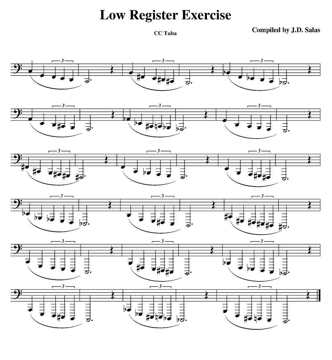 Low Register Exercise- CC Tuba（大号练习教材选曲）其它曲谱（图1）