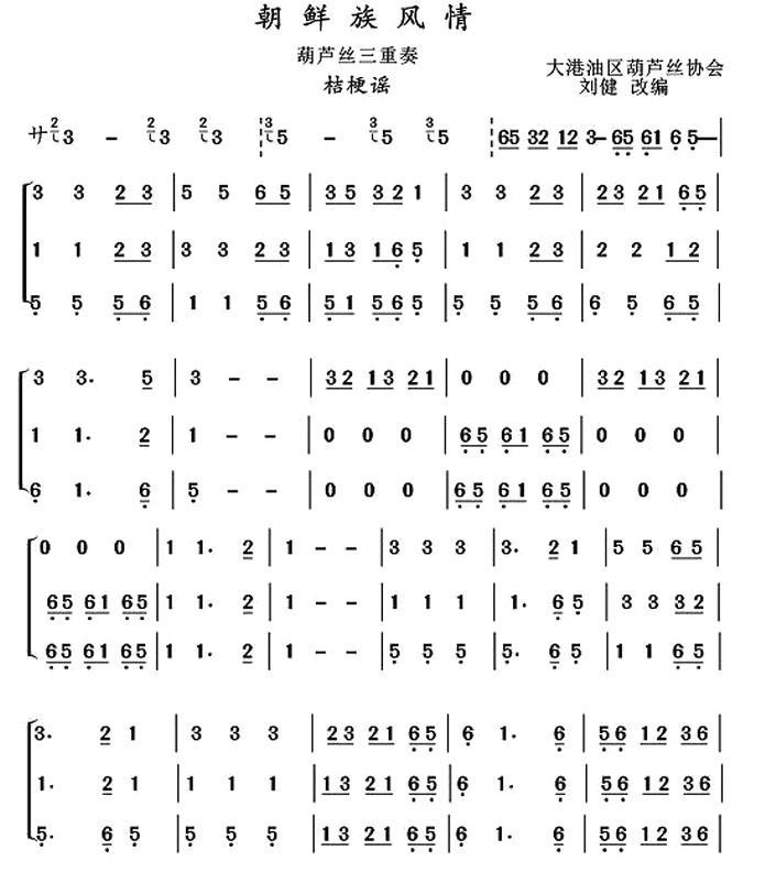 葫芦丝十部联奏之朝鲜族风情（三重奏）其它曲谱（图1）