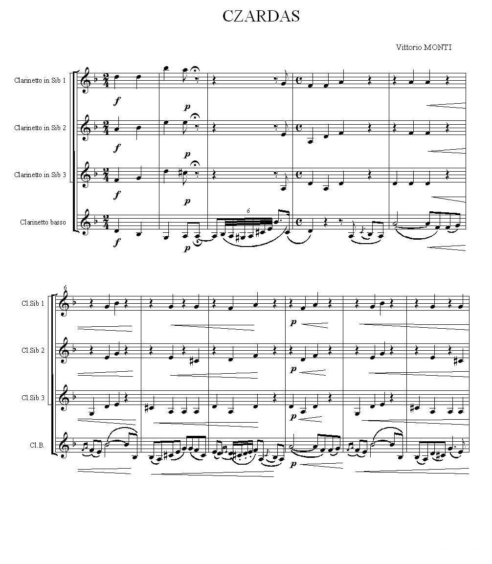 CZARDAS（查尔达斯）（单簧管四重奏）其它曲谱（图1）