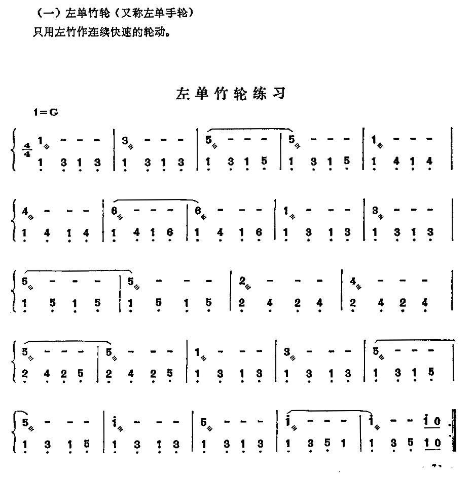 左单竹轮练习曲其它曲谱（图1）
