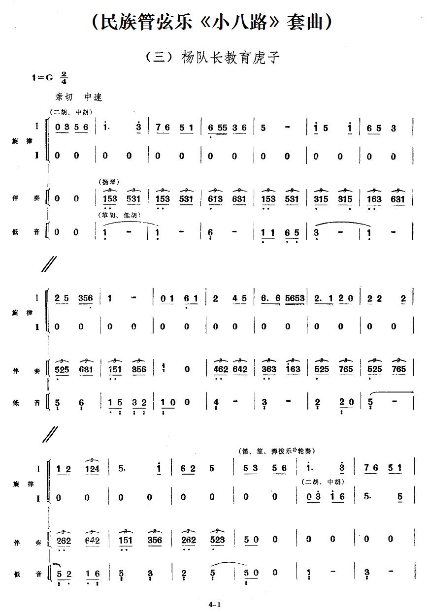 三、杨队长教育虎子（民族管弦乐《小八路》套曲）其它曲谱（图1）