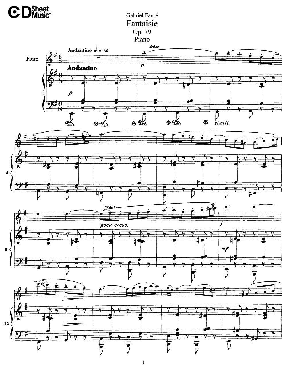 Fantaisie Op.79（幻想曲 作品79号）（长笛+钢琴伴奏）其它曲谱（图1）