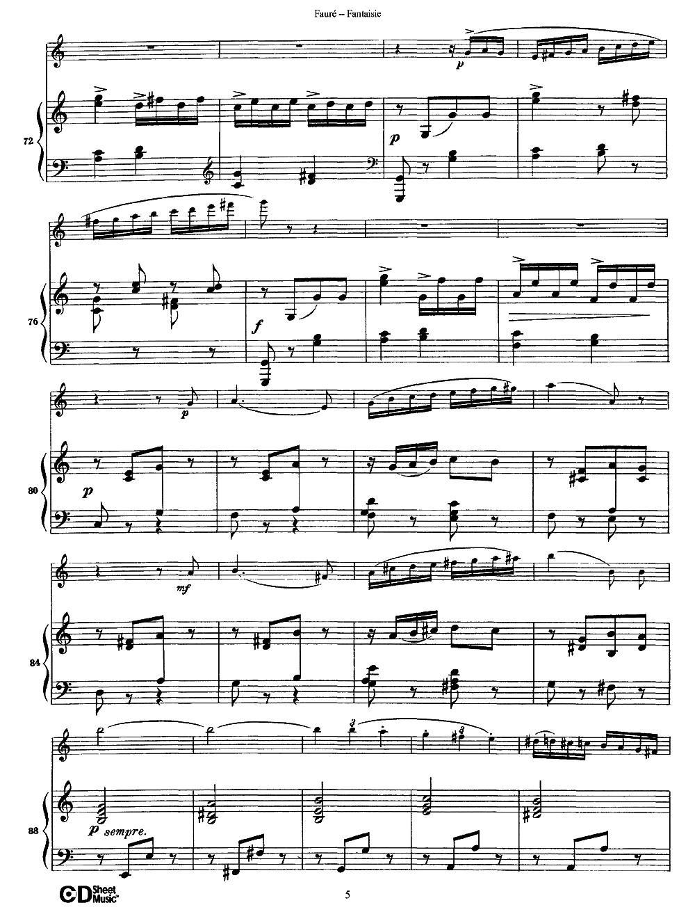 Fantaisie Op.79（幻想曲 作品79号）（长笛+钢琴伴奏）其它曲谱（图5）