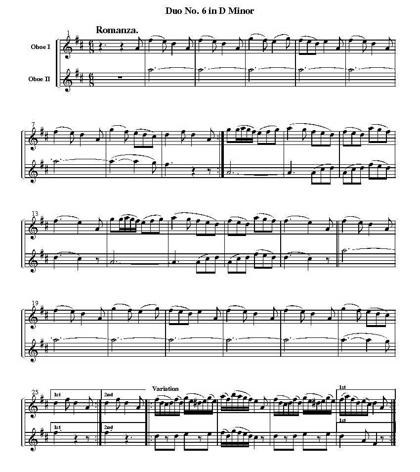 Duo No.6 in d Minor（双簧管二重奏）其它曲谱（图1）