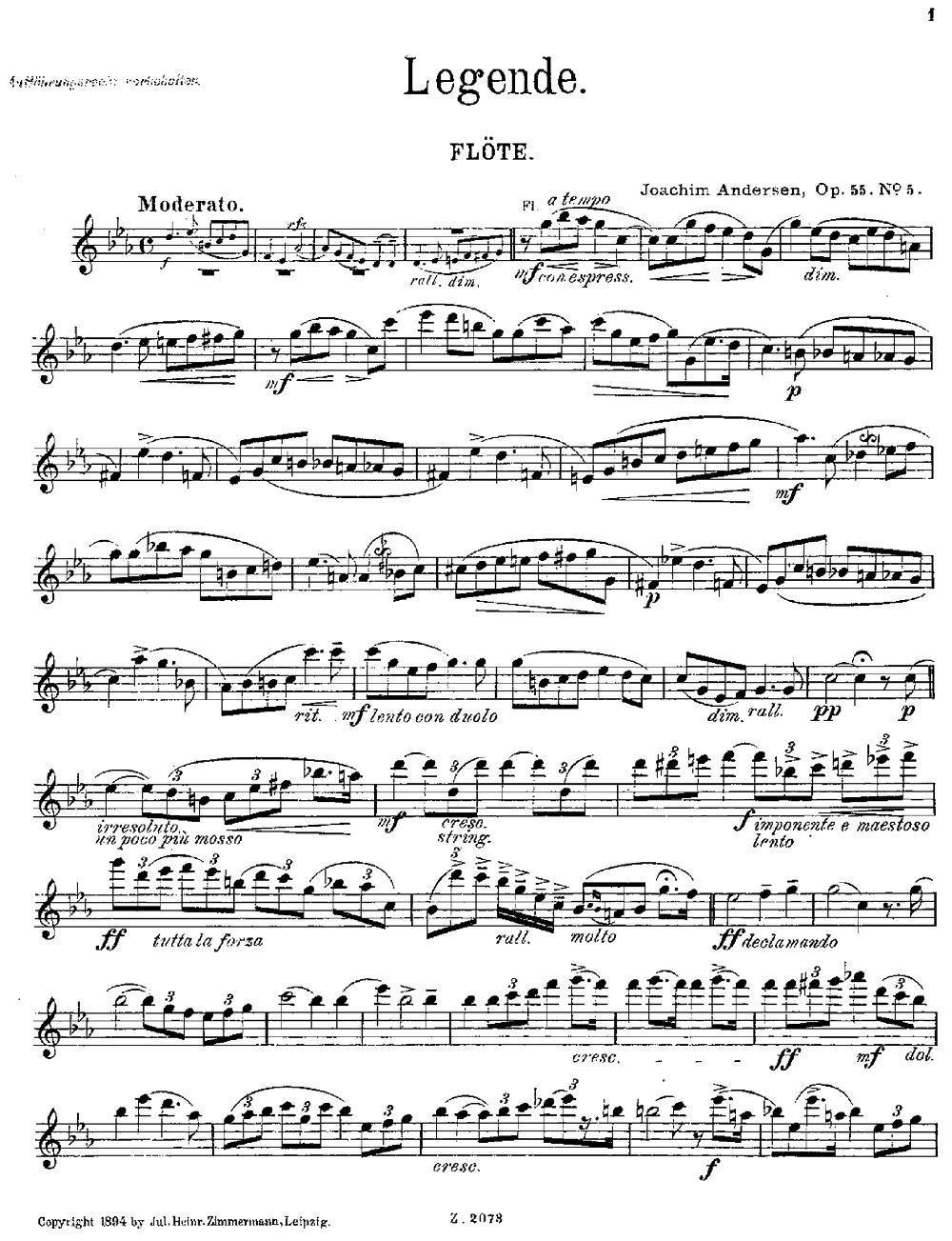 Legende（Op.55 No.5）其它曲谱（图1）