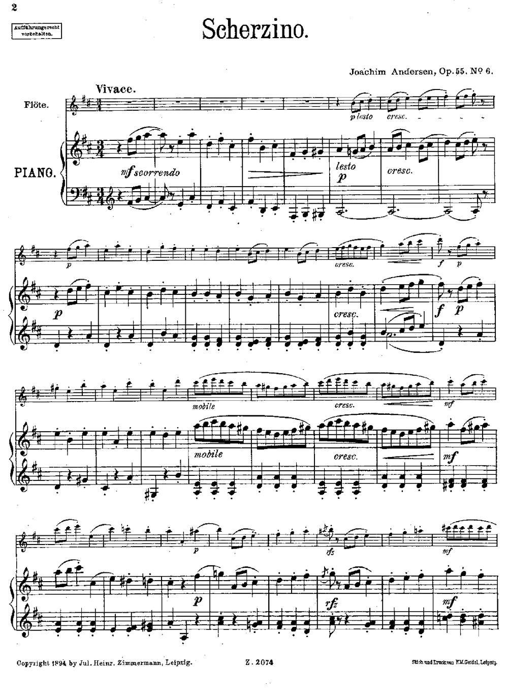 Scherzino（Op.55 No.6）（长笛+钢琴伴奏）其它曲谱（图1）