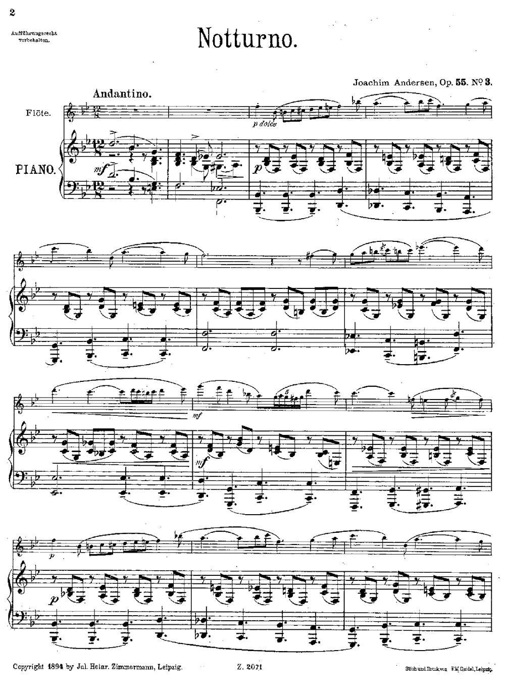 Notturno（Op.55 No.3）（长笛+钢琴伴奏）其它曲谱（图1）