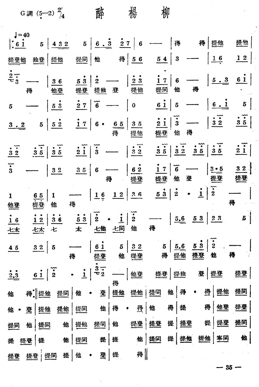 十番音乐：醉杨柳其它曲谱（图1）
