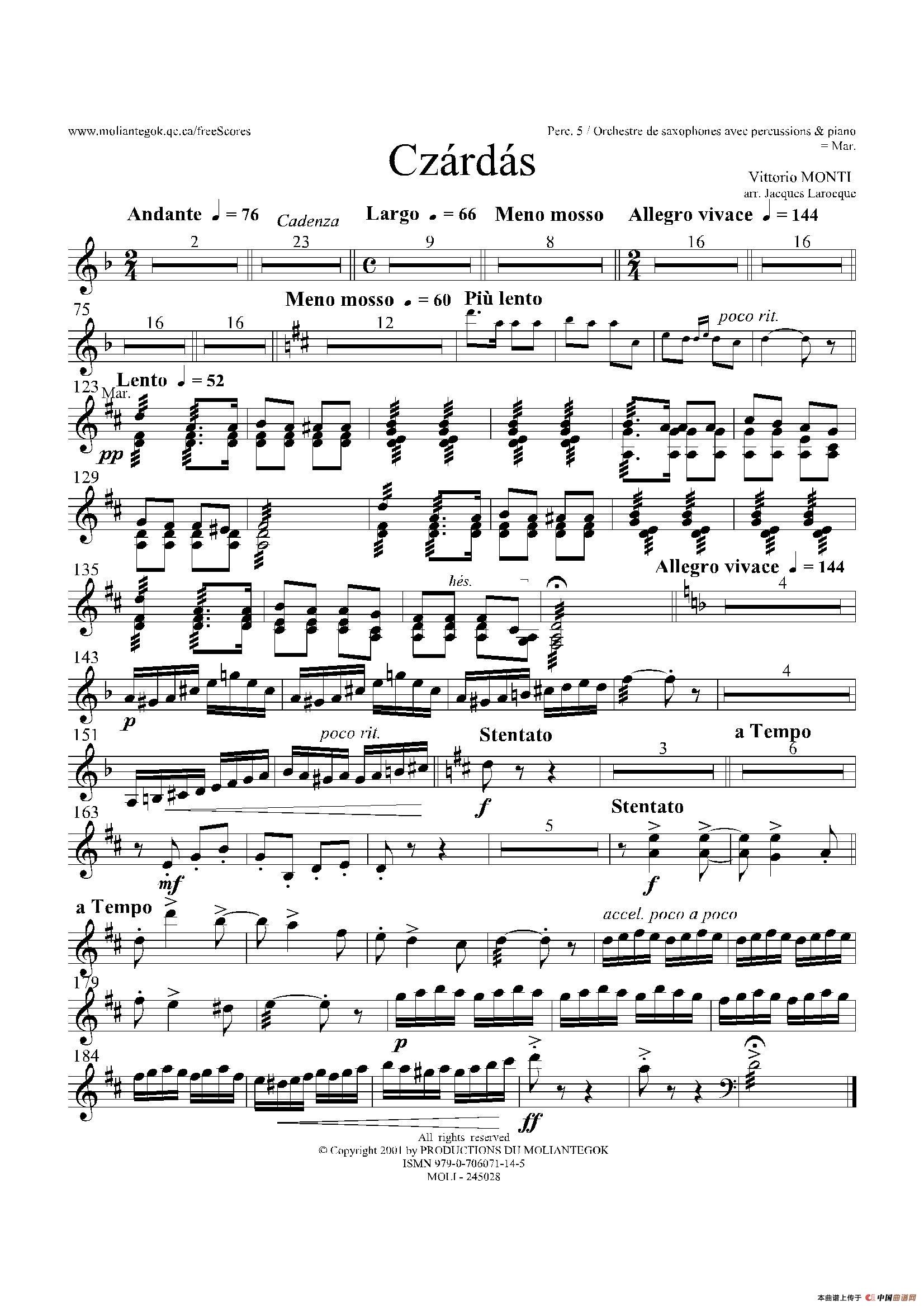 Czardas 查尔达斯（15重奏）（5副打击乐）其它曲谱（图7）