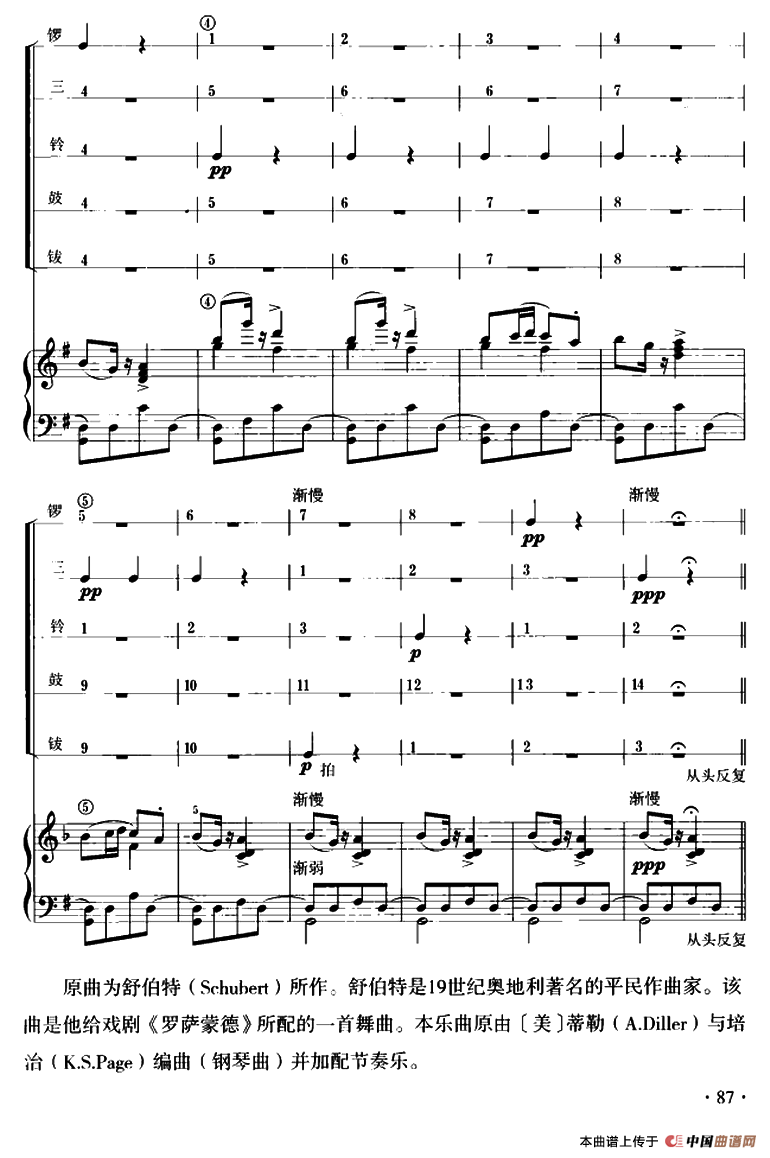 罗萨蒙德舞曲（儿童节奏乐队用曲）其它曲谱（图5）