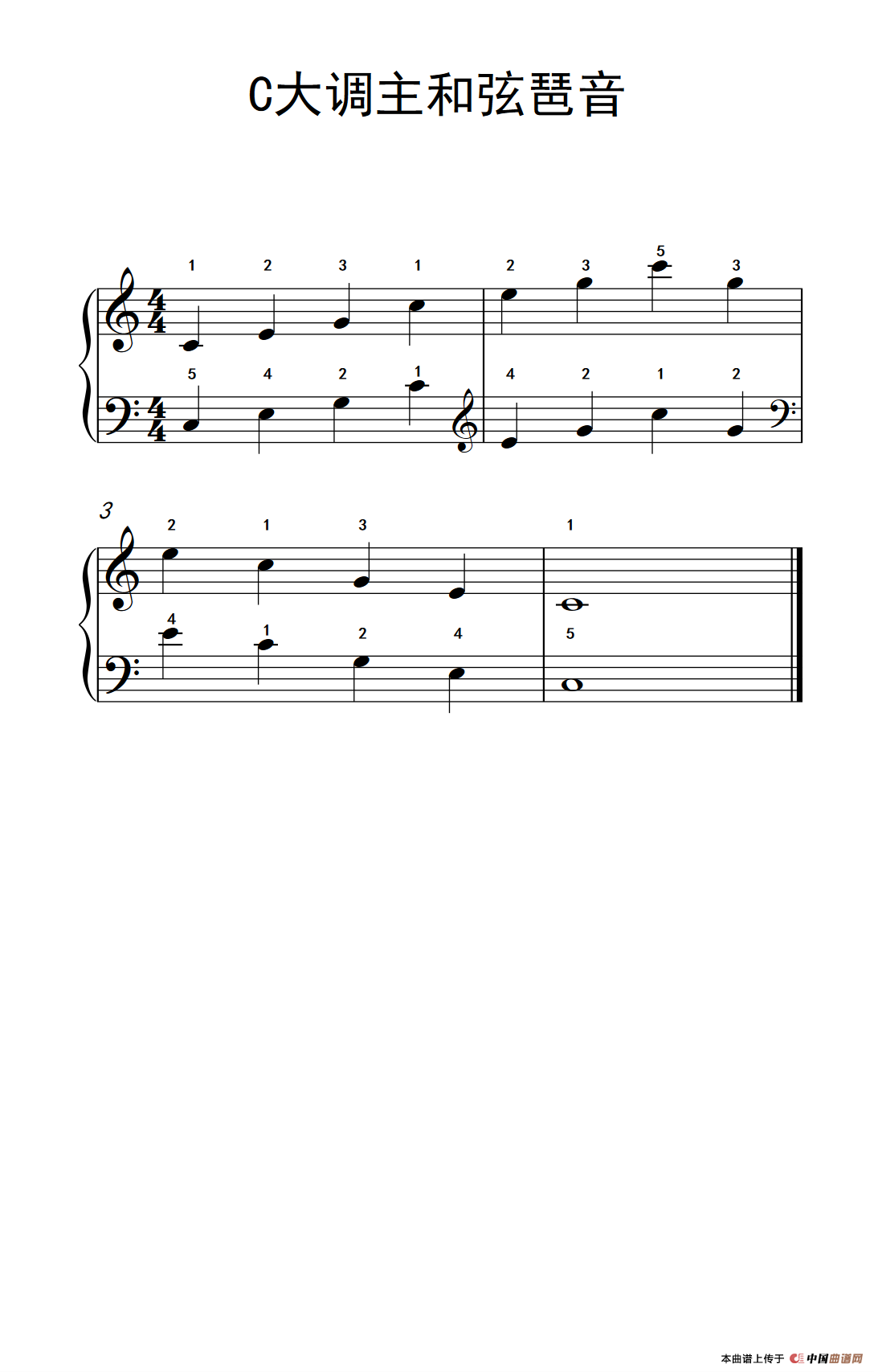 C大调主和弦琶音（儿童钢琴练习曲）其它曲谱（图1）
