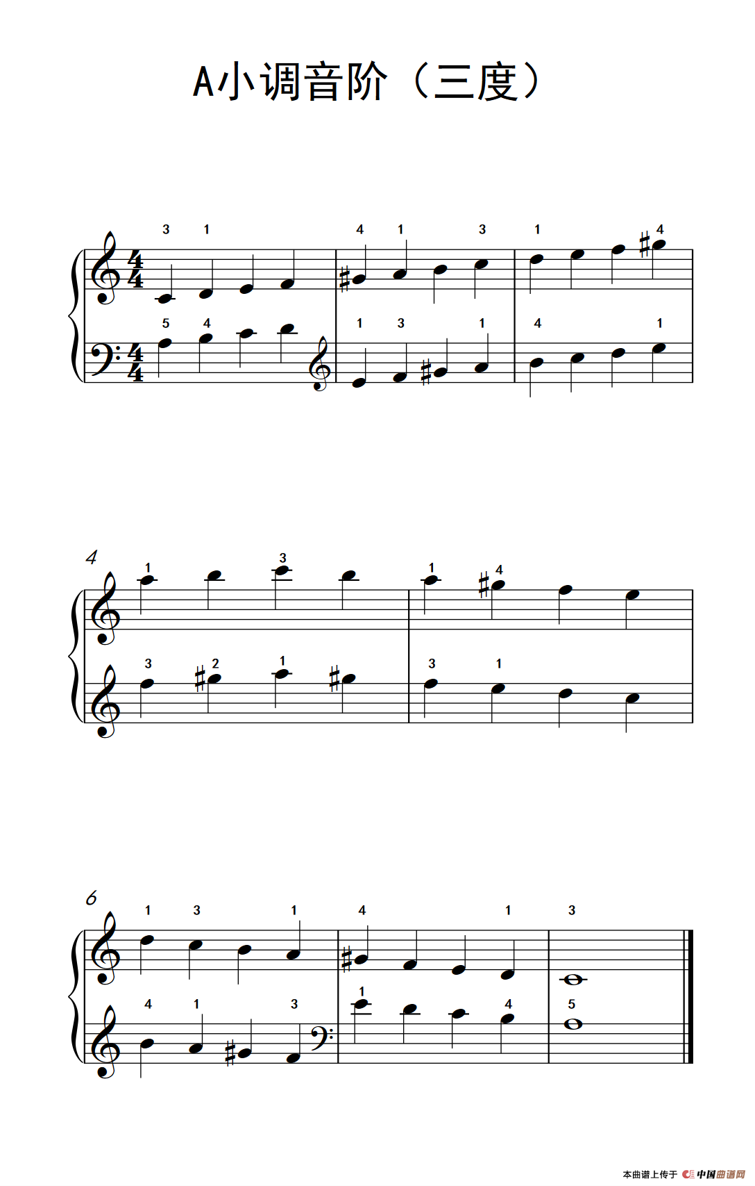 A小调音阶（三度）（儿童钢琴练习曲）其它曲谱（图1）