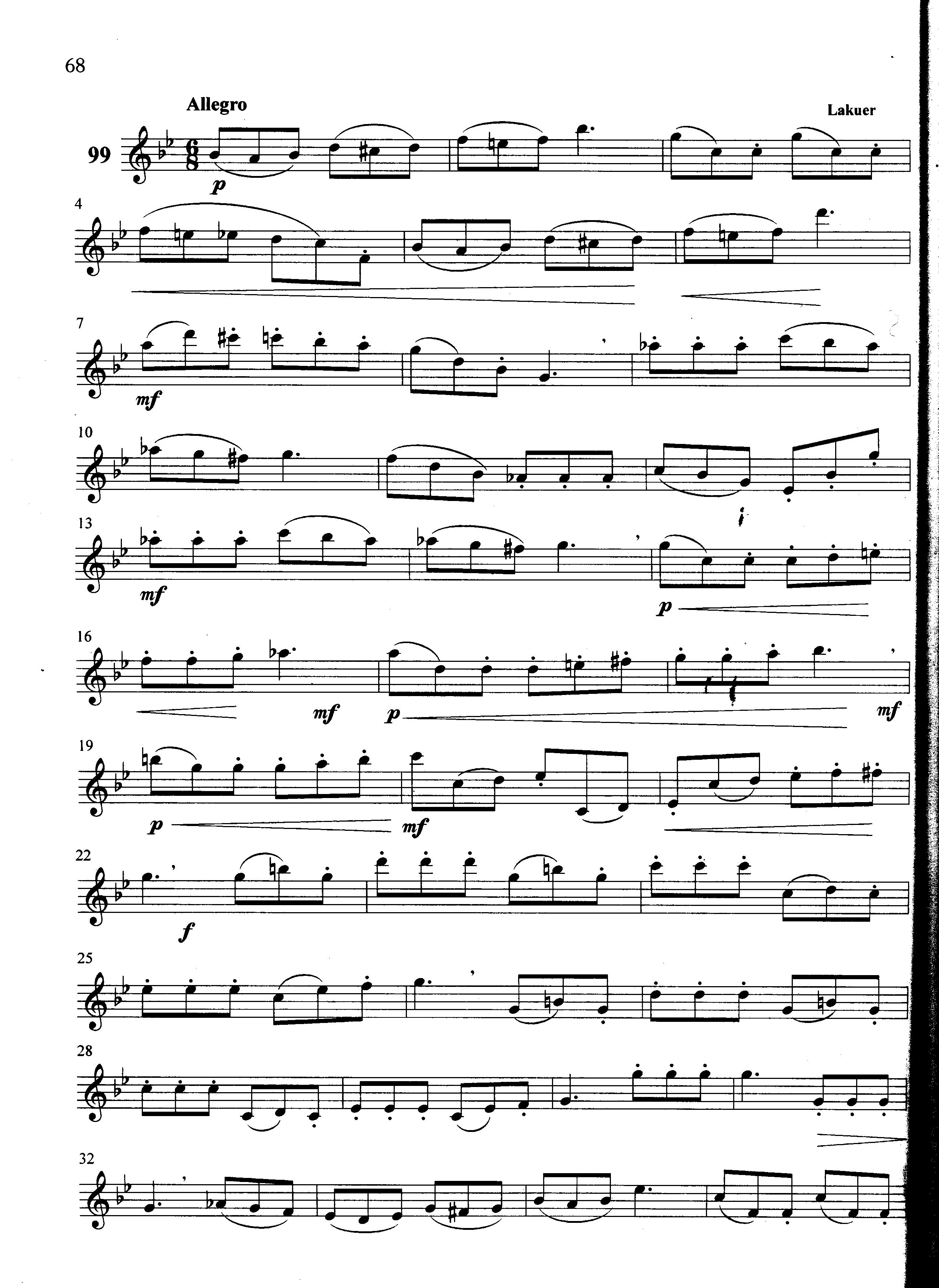萨克斯管练习曲第100—068页萨克斯曲谱（图1）