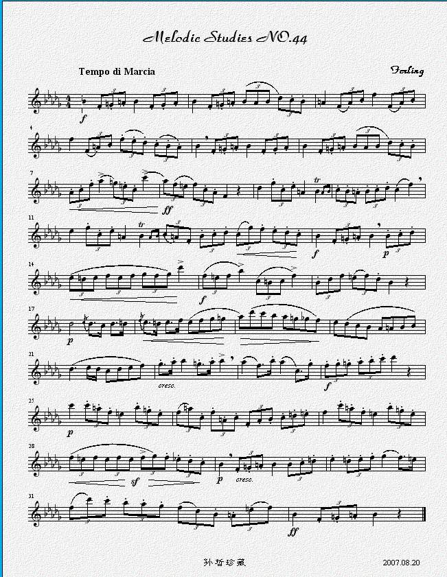 四十八首旋律练习曲之四十四萨克斯曲谱（图1）