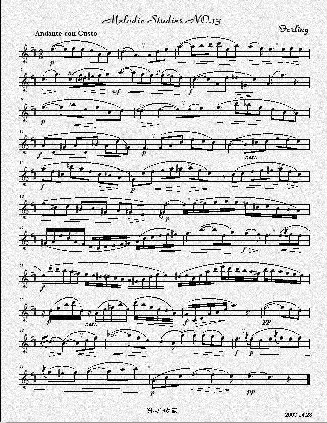四十八首旋律练习曲之十三萨克斯曲谱（图1）