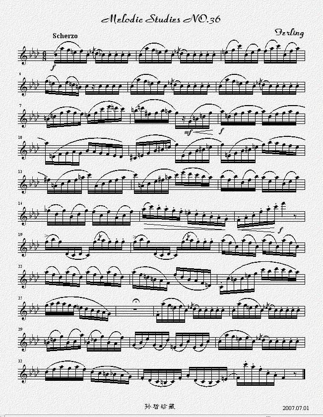四十八首旋律练习曲之三十六萨克斯曲谱（图1）