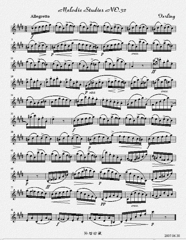 四十八首旋律练习曲之三十二萨克斯曲谱（图1）