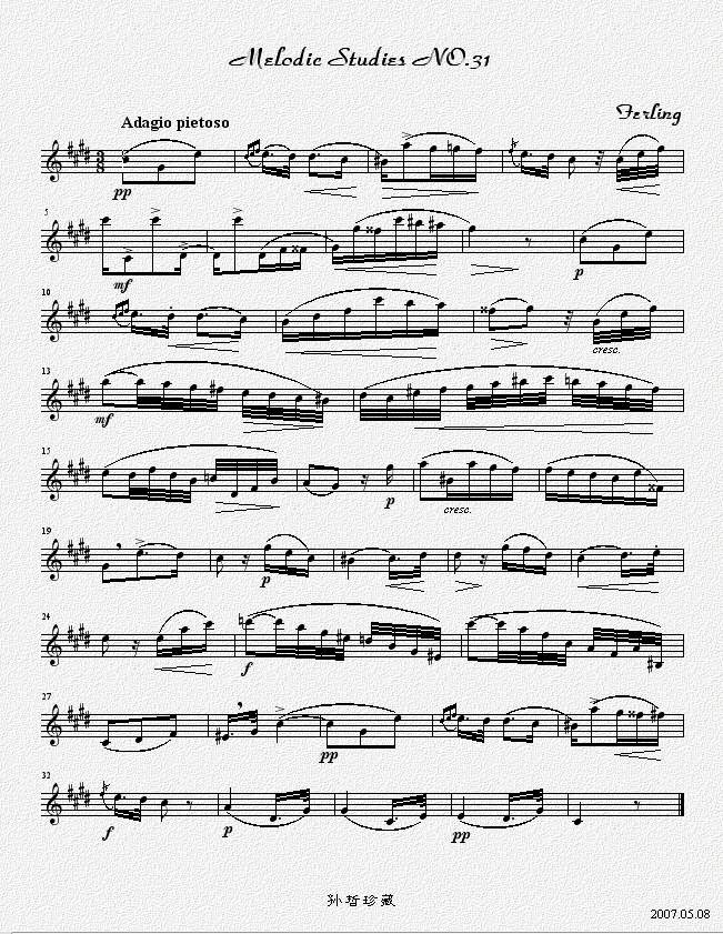 四十八首旋律练习曲之三十一萨克斯曲谱（图1）