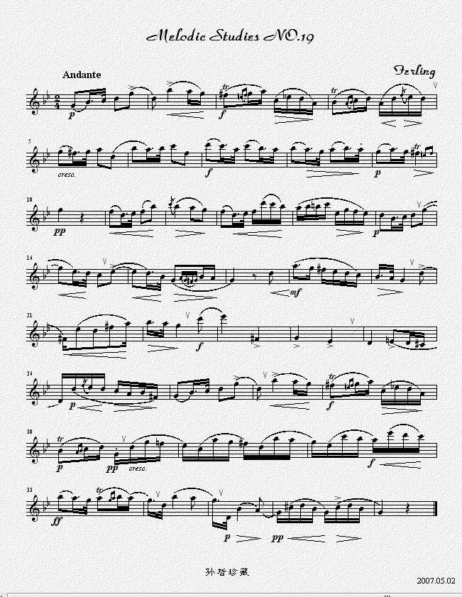 四十八首旋律练习曲之十九萨克斯曲谱（图1）
