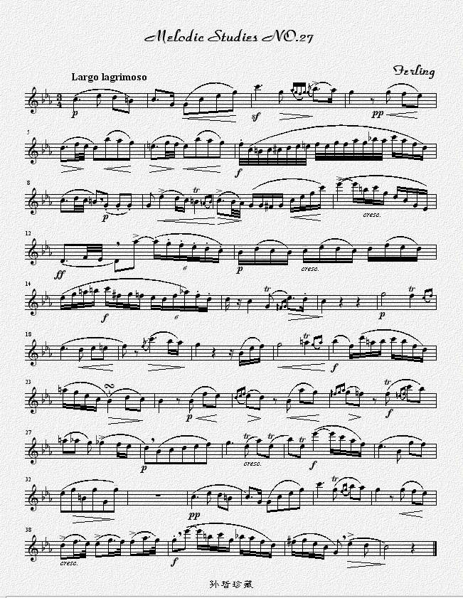 四十八首旋律练习曲之二十七萨克斯曲谱（图1）