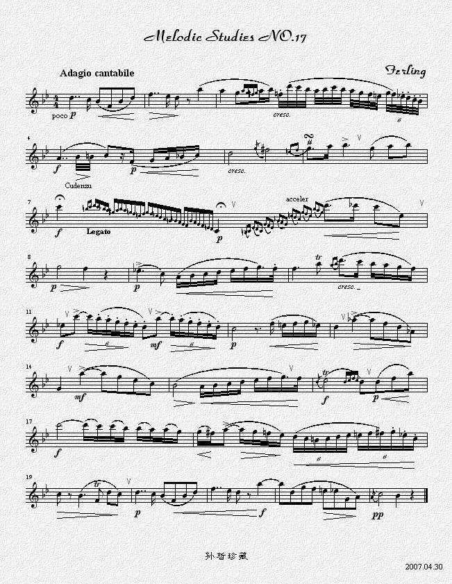 四十八首旋律练习曲之十七萨克斯曲谱（图1）