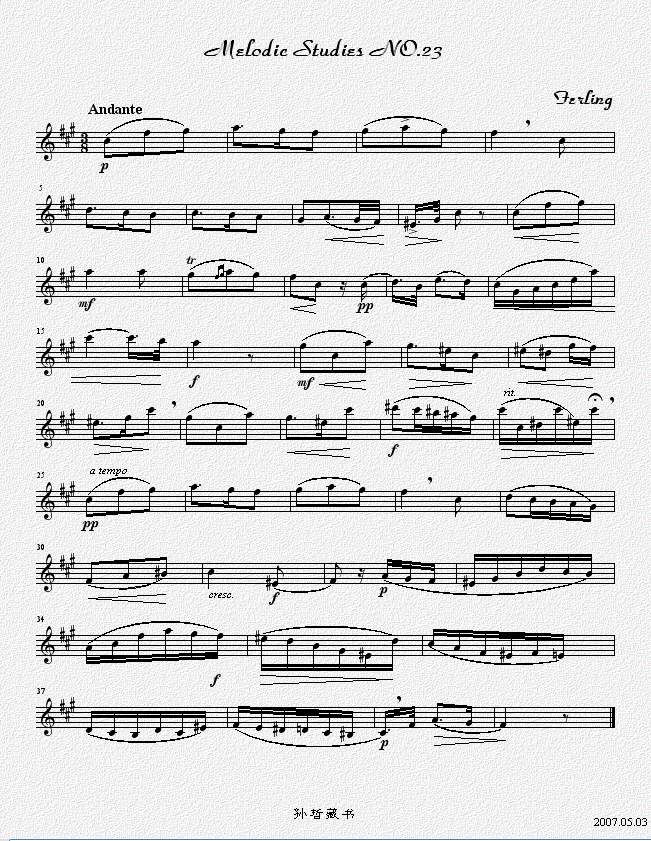 四十八首旋律练习曲之二十三萨克斯曲谱（图1）