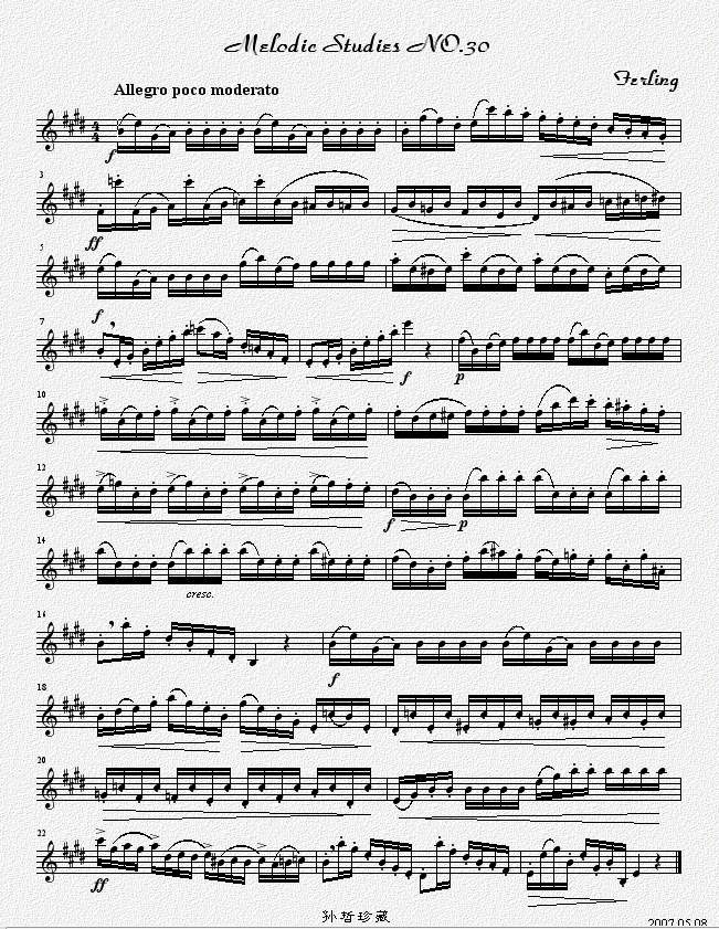 四十八首旋律练习曲之三十萨克斯曲谱（图1）