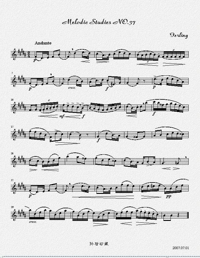 四十八首旋律练习曲之三十七萨克斯曲谱（图1）