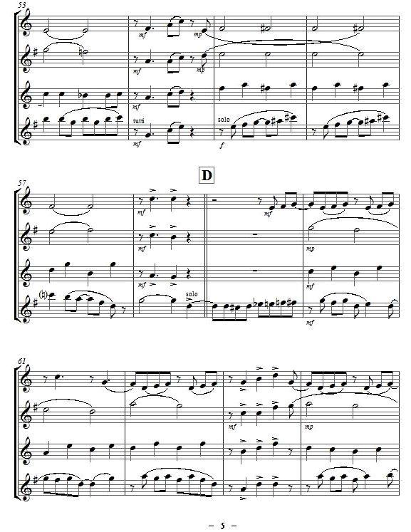 Yellow Jazz（saxophone quartet [四重奏]）萨克斯曲谱（图5）